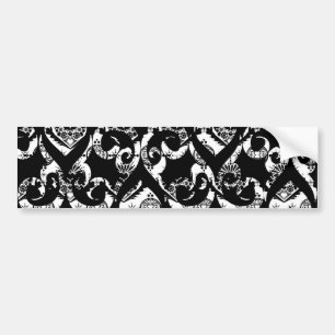 Pegatina Para Coche Diseño de fondo de corazones de color blanco y neg