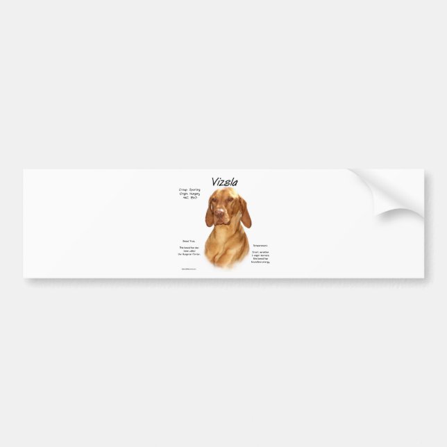 Pegatina Para Coche Diseño de historial de Vizsla (Frente)