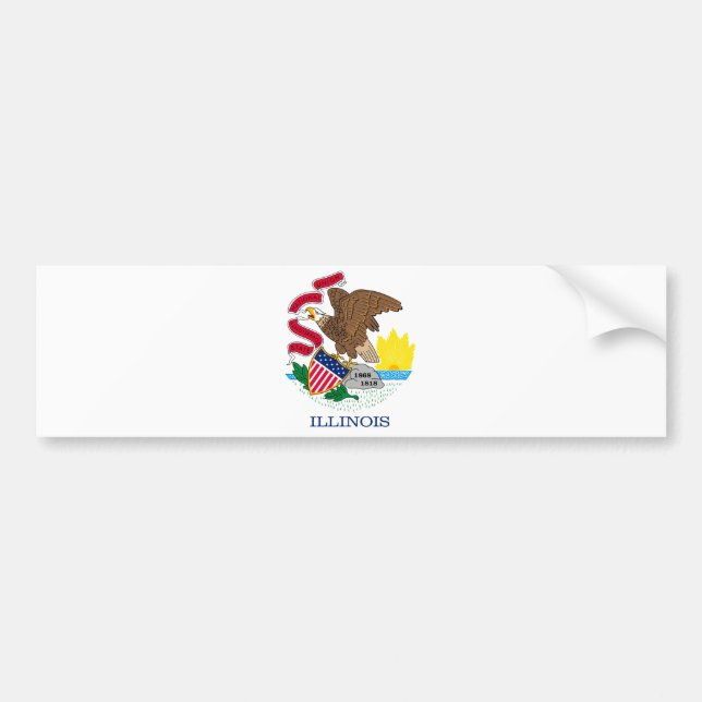 Pegatina Para Coche Diseño de la bandera del estado de Illinois (Frente)