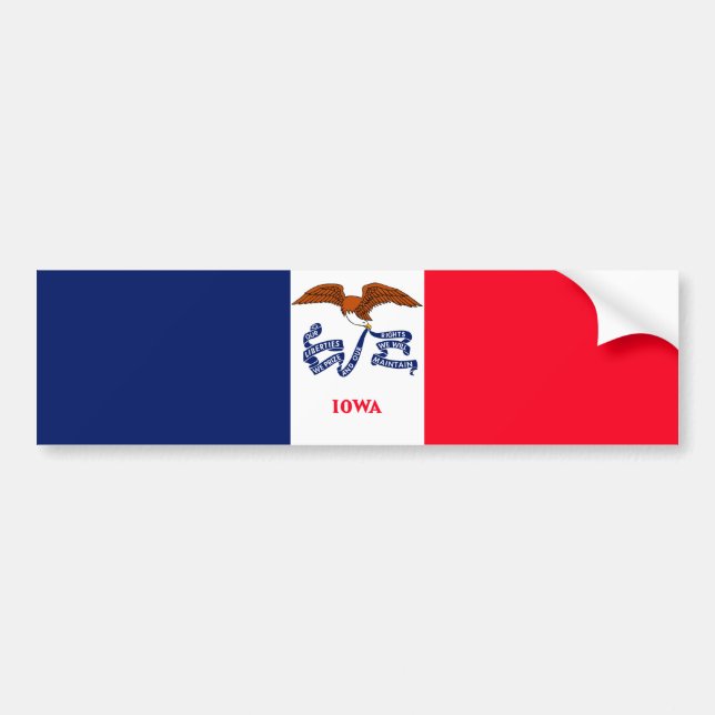 Pegatina Para Coche Diseño de la bandera del estado de Iowa (Frente)