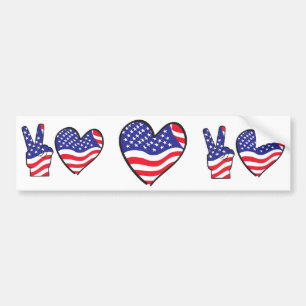Pegatina Para Coche Diseño del Corazón Patriótico