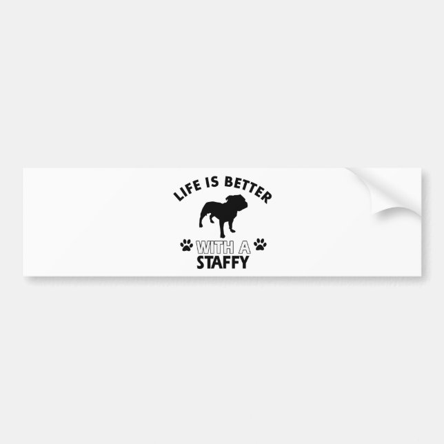 Pegatina Para Coche Diseños de la raza del perro de Staffy (Frente)