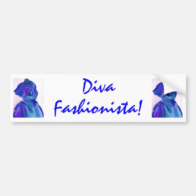 Pegatina Para Coche Diva Fashionista En Azul I (Frente)