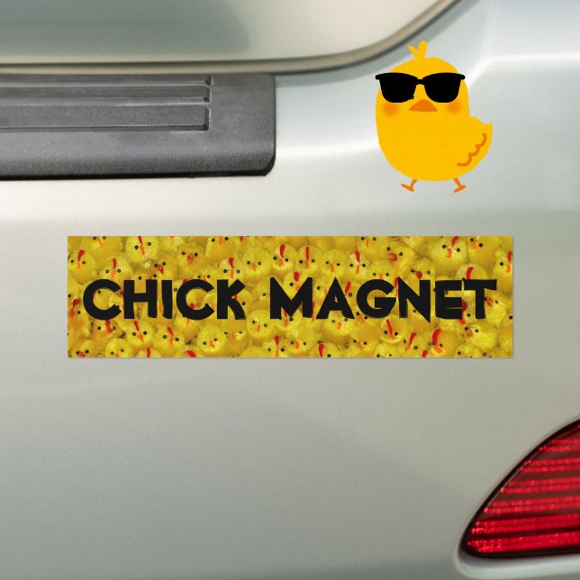 Pegatina Para Coche Divertido Chiste CHICK MAGNET Chicas amarillas (A funny bumper sticker for the chick magnet in your life!)