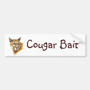 Pegatina Para Coche Divertido "Cougar Bait" con acuarela animal
