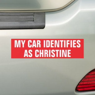 Pegatina Para Coche Divertido "Mi auto se identifica como Christine"