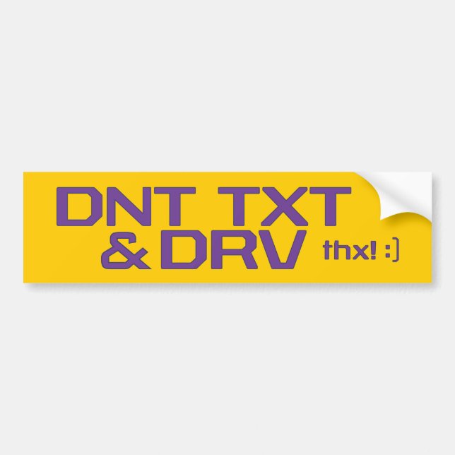 PEGATINA PARA COCHE DNT TXT Y DRV (Frente)