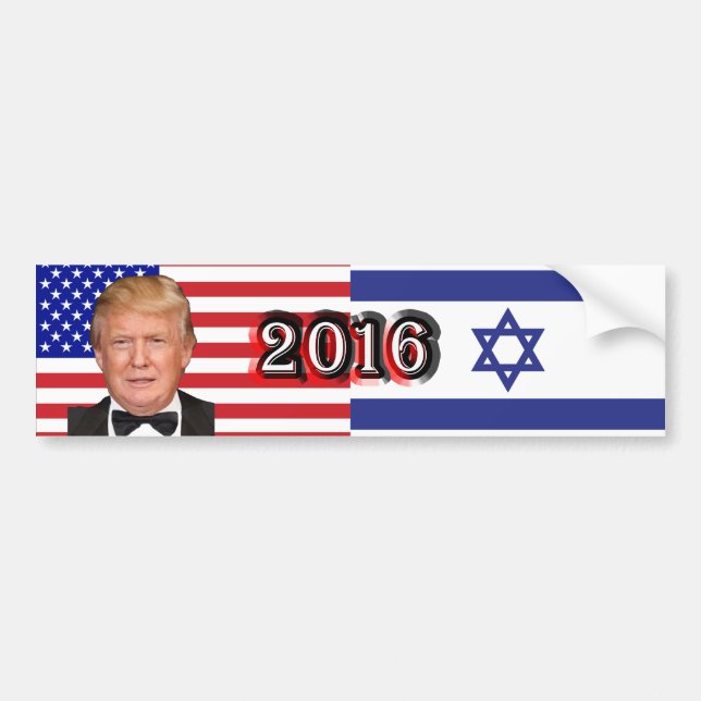 Pegatina Para Coche Donald Trump 2016 - Banderas de Estados Unidos/Isr (Frente)