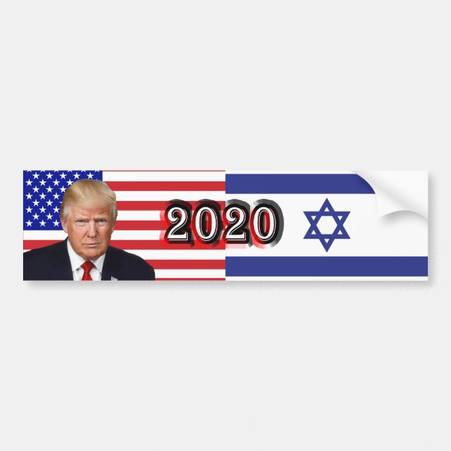 Pegatina Para Coche Donald Trump 2020 - Banderas de Estados Unidos/Isr (Frente)