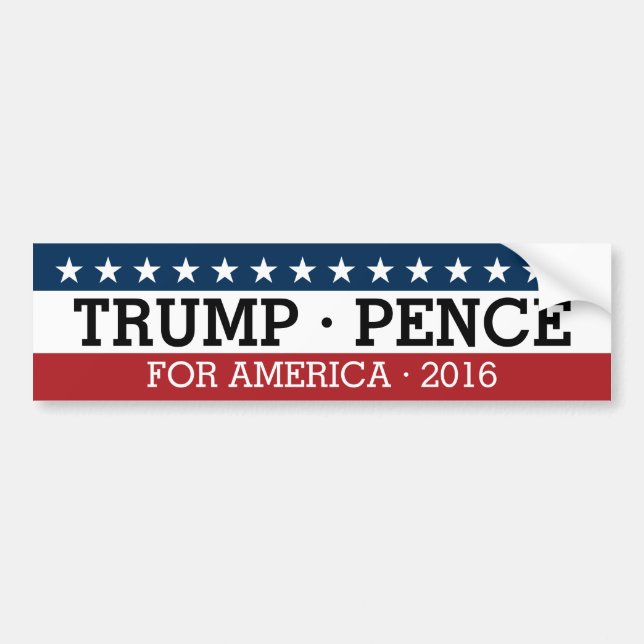 Pegatina Para Coche Donald Trump Mike Pence - Diseño Tradicional 2016 (Frente)