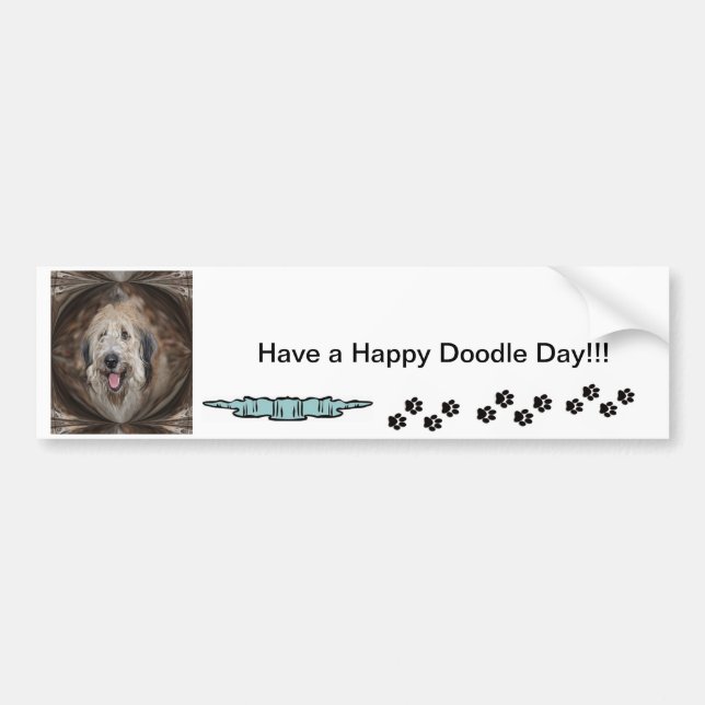 Pegatina Para Coche Doodle Dog Have a Happy Doodle Day (Frente)