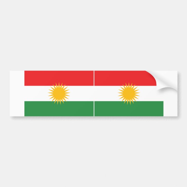 Pegatina Para Coche DOS Bandera Kurdistán (Frente)