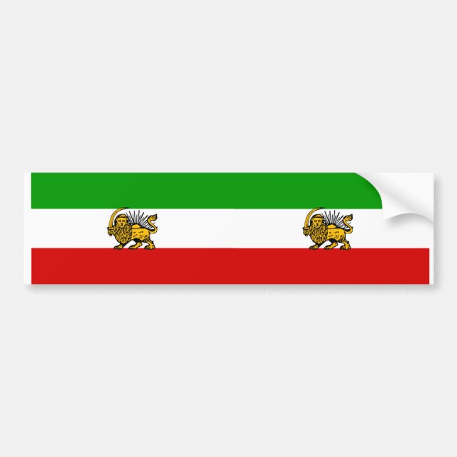 Pegatina Para Coche Dos banderas de Irán de león y sol (Frente)
