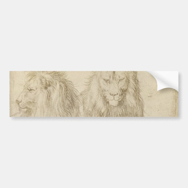 Pegatina Para Coche Dos Leones (Animales Silvestres) (Albrecht Durer) (Frente)