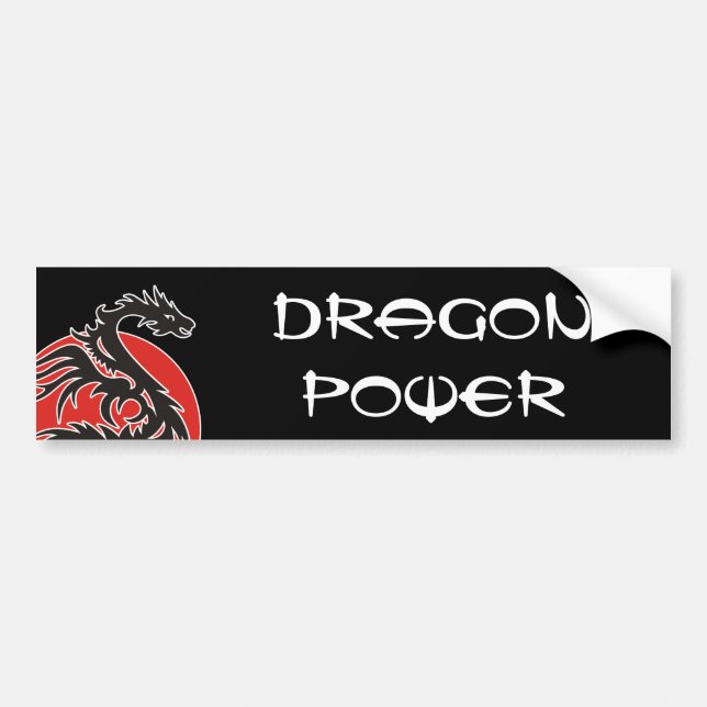 Pegatina Para Coche Dragon Sun Power - blanco rojo negro + tus ideas (Frente)
