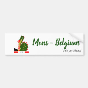 Pegatina Para Coche Dragón Verde de la ciudad de Mons, Bélgica