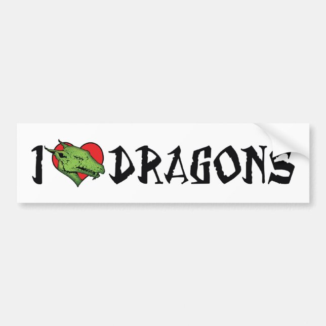 Pegatina Para Coche Dragones del Corazón que Amo (Frente)