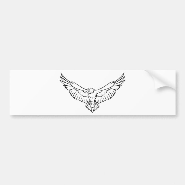 Pegatina Para Coche Eagle de elevación, volando - blanco y negro (Frente)