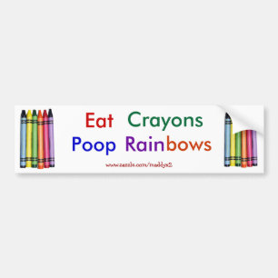 Pegatina Para Coche Eat Crayons Poop Rainbows Bumper Sticker