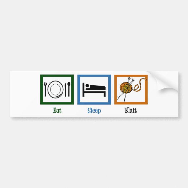 Pegatina Para Coche Eat Sleep Knit (Frente)