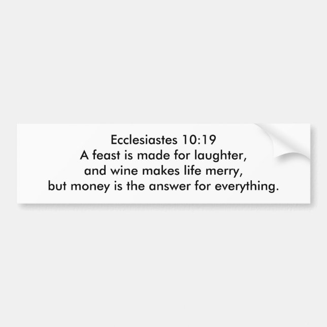 Pegatina Para Coche Ecclesiastes 10:19 PESO DE BOMBA (Frente)