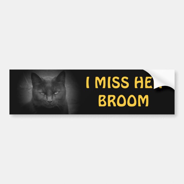 Pegatina Para Coche Echaba de menos su escoba - Black Cat (Frente)
