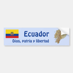 Pegatina Para Coche Ecuador Flag and Map Bumper Sticker
