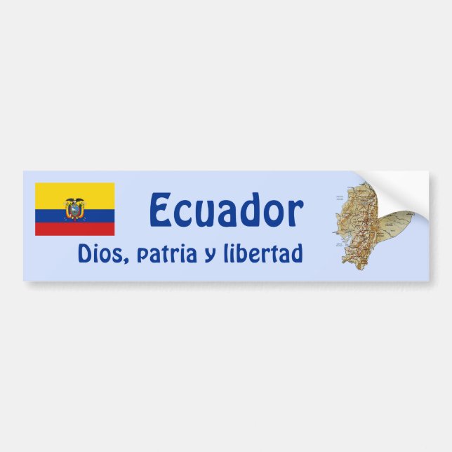 Pegatina Para Coche Ecuador Flag and Map Bumper Sticker (Frente)