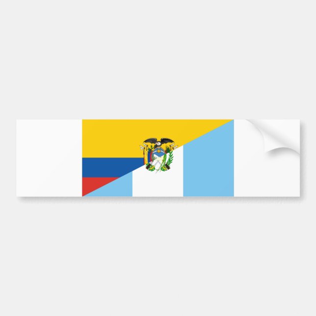 Pegatina Para Coche Ecuador: símbolo del país con bandera media (Frente)
