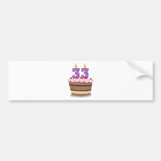 Pegatina Para Coche Edad 33 en el pastel de cumpleaños (Frente)