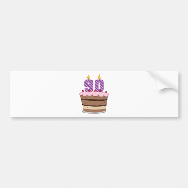 Pegatina Para Coche Edad 90 en la torta de cumpleaños (Frente)