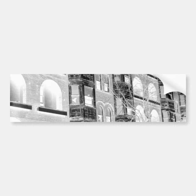 Pegatina Para Coche Edificios de apartamentos viejos negativo B/N (Frente)