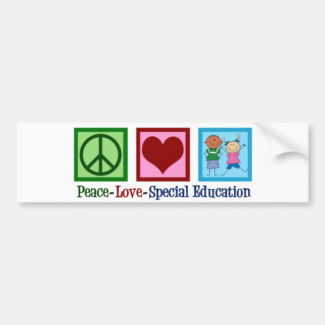 Pegatina Para Coche Educación especial de amor por la paz (Frente)