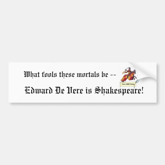 Pegatina Para Coche Edward De Vere es Shakespeare Bumpersticker (Frente)