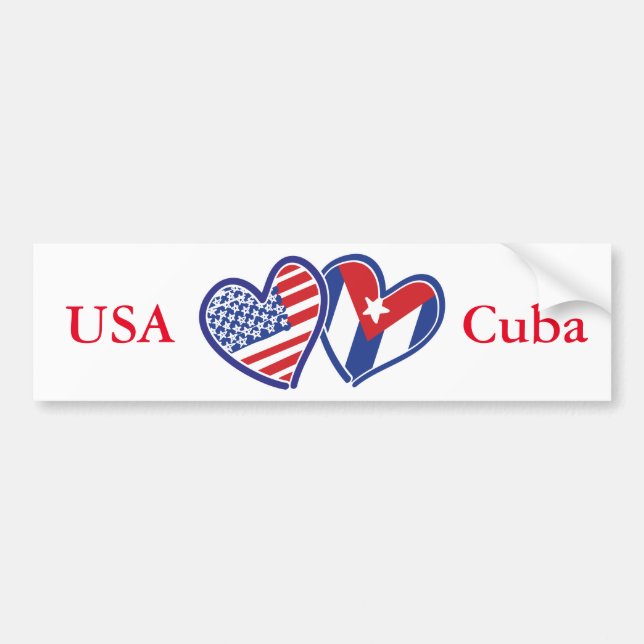 Pegatina Para Coche EE.UU. Cuba Love Hearts (Frente)