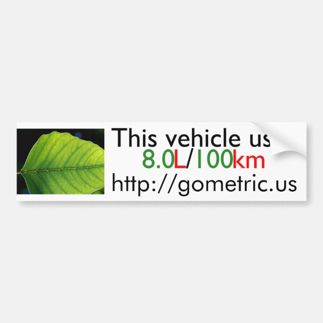 Pegatina Para Coche Eficacia del combustible Bumpersticker (Frente)