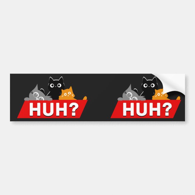 Pegatina Para Coche "¿Eh?" Silly Multicolor Cartoon Cats Meme (Frente)