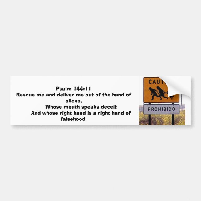 Pegatina Para Coche El 144:11 del salmo me rescata de los extranjeros (Frente)