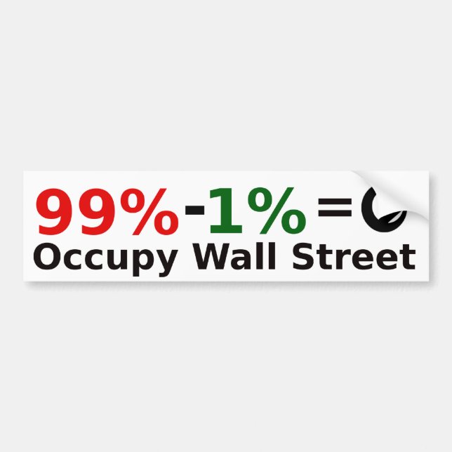 Pegatina Para Coche El 99% - los 1% = singularidad, ocupan Wall Street (Frente)