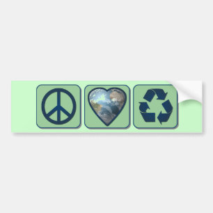 Pegatina Para Coche El amor de la paz recicla Bumpersticker