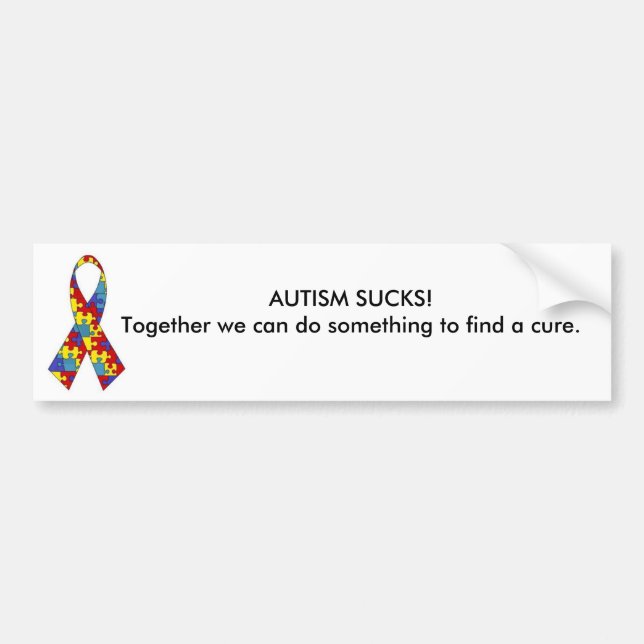 Pegatina Para Coche ¡el autism_ribbon, AUTISMO CHUPA! Juntos podemos (Frente)