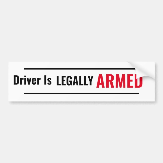 Pegatina Para Coche El conductor está ARMADO LEAGALMENTE (Frente)