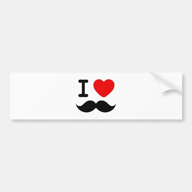 Pegatina Para Coche El corazón / Amo Mustaches / Mustaches (Frente)