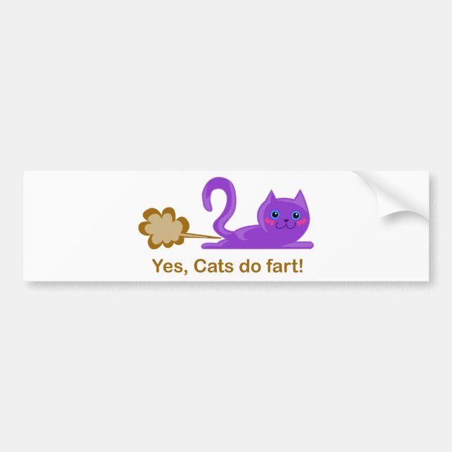 Pegatina Para Coche ¡El gato el Farting, gato farts! (Frente)