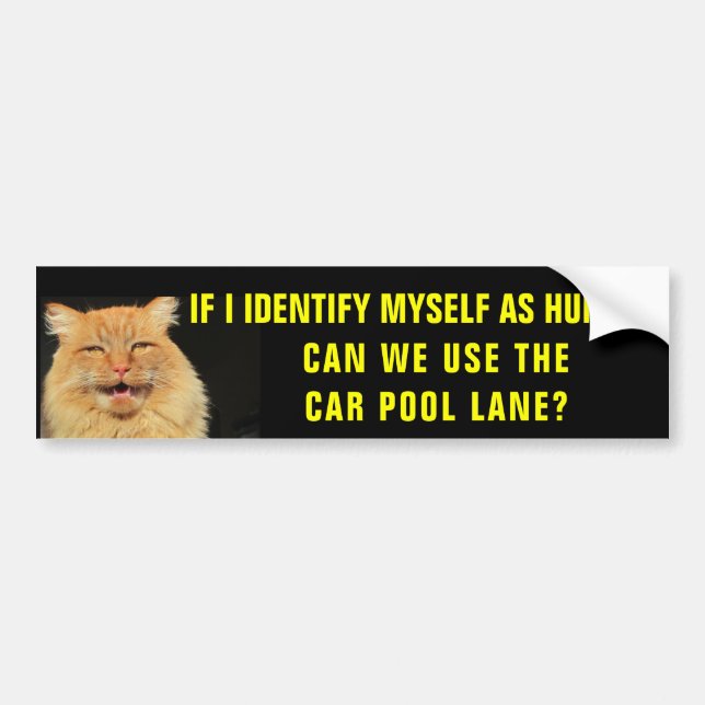 Pegatina Para Coche El gato se identifica en carril de carpool (Frente)