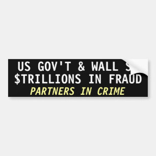 Pegatina Para Coche EL GOBIERNO DE ESTADOS UNIDOS Y WALL St, BILLONES
