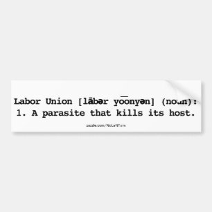 Pegatina Para Coche El parásito de definición de la unión laboral que