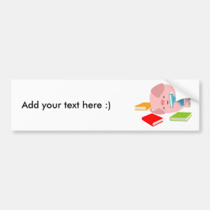 Pegatina Para Coche El Pequeño Amante Del Libro (Cerdo Personalizado)