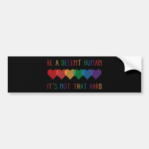 Pegatina Para Coche El retro cardíaco LGBT es un ser humano decente no