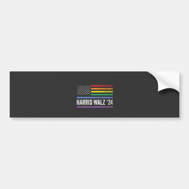 Pegatina Para Coche Elecciones 2024 con bandera estadounidense LGBTQ H (Frente)